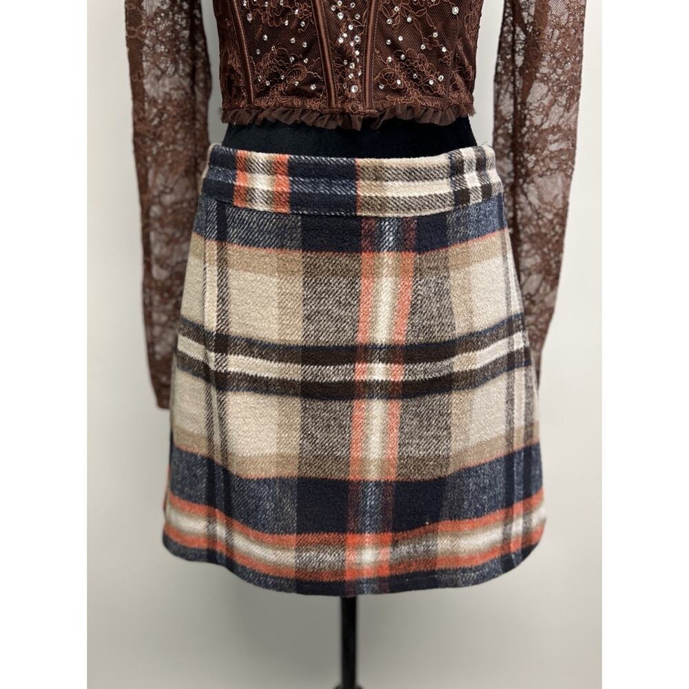Vintage 90s Y2K Style Mini Wrap skirt Tartan Plaid Medium Academia - Picture 2 of 12